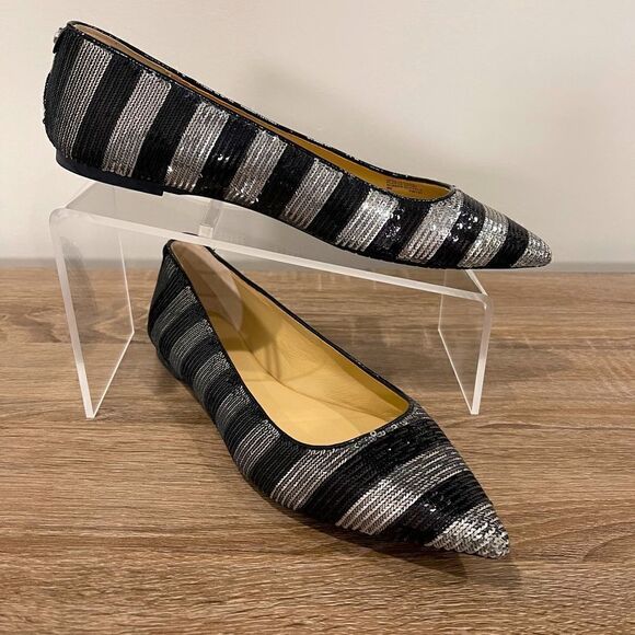 Michael Kors Arianna Flat Black/Silver Women’s Shoes in Size 8 - Picture 1 of 13